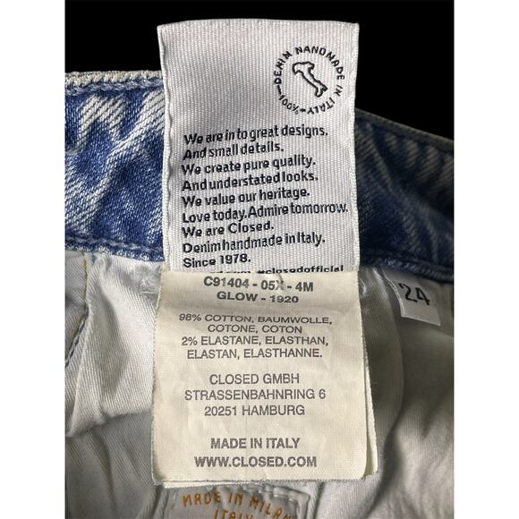 Closed Candiani Denim Jeans Made In Italy Women Size 24 C91404 Glow - Picture 5 of 13
